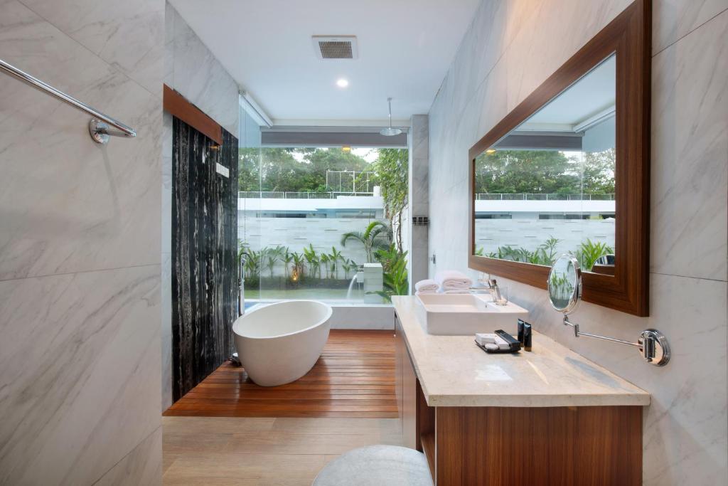 Towel with wash room at The Daha Luxury Villas