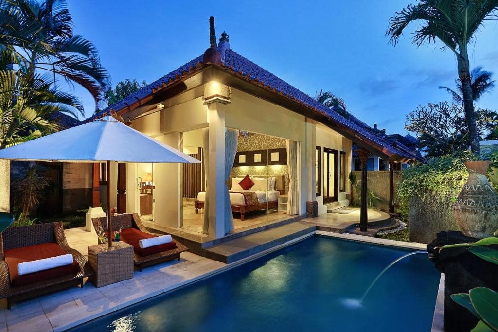 Exterior view of a private pool at The Club Villas in Seminyak