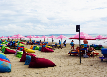 Colorful beachside lounge in Seminyak