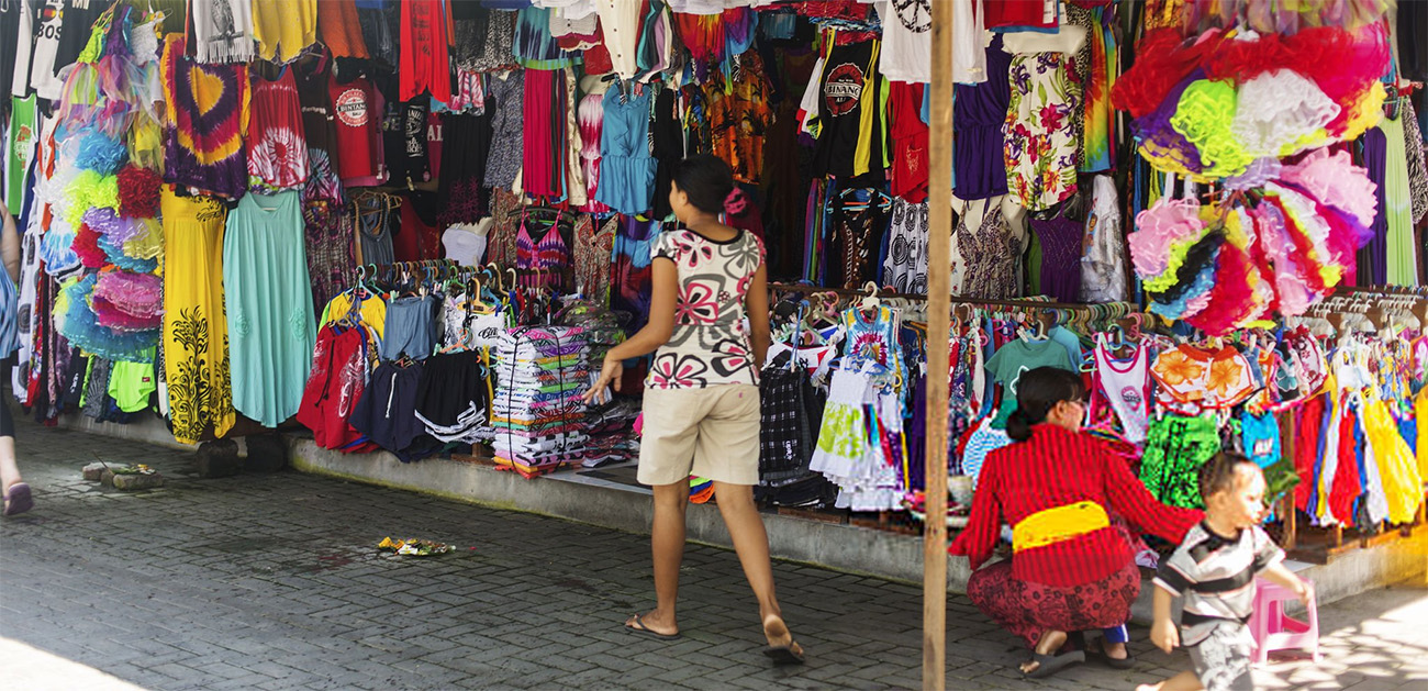 Clothing store with various apparel on display