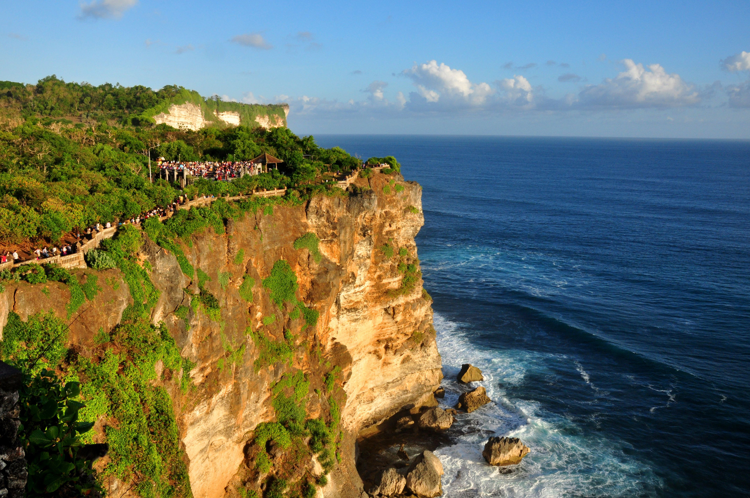Cliff view with greenery and ocean