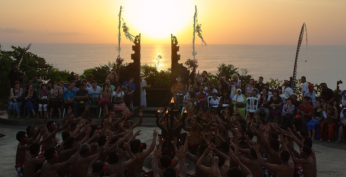 Traditional dance performance at sunset