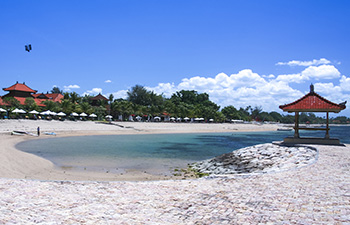 Empty Sanur beach in daylight