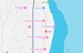 Map showing Sanur location