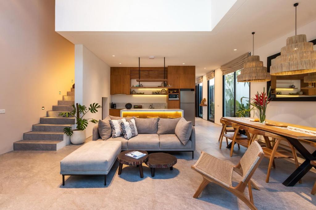 Open living area with contemporary furniture