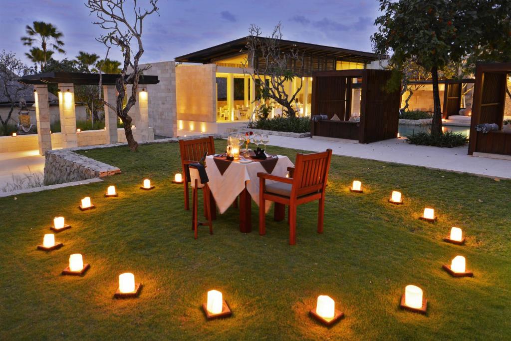 Romantic dinner setup with candles